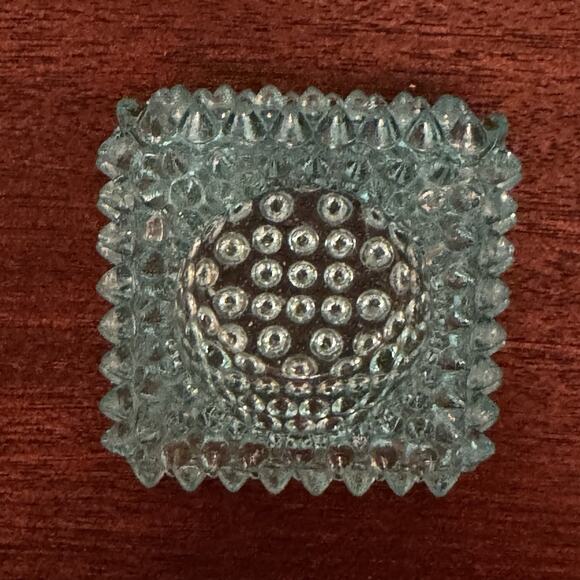 Vintage Blue Hobnail Glass Salt Cellar Square Ashtray Trinket Dish Retro MCM VTG - Picture 4 of 14
